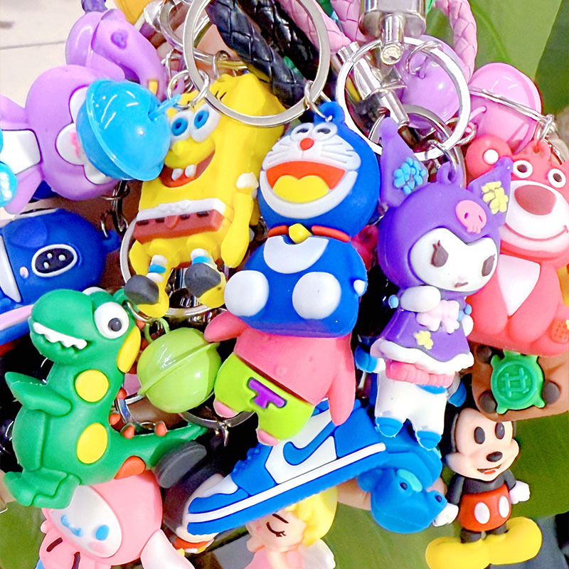 New Cartoon Jingle Cat Braided Rope Kuromi Keychain Cute Dinosaur Doll School Bag Pendant Bell Gift