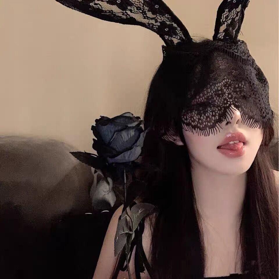 Black Sexy Cat Ears Hairband Women's Lace Mask Eye Mask Face Mesh Hairpin Hairpin Halloween Headwear