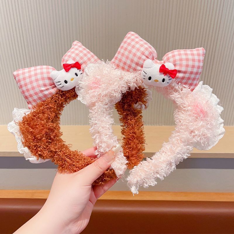 Cute Plush Kt Cat Bow Kidsren's Hairband Girls Hair Accessories Super Cute Headband Non-Slip Hair Bundle