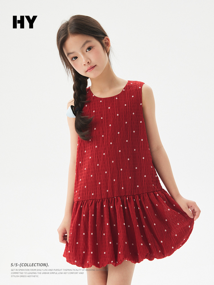 Girls' Stylish Princess Dress 2026 Summer New Korean Style Children's Dress for Older Kids Trendy Children's Clothing Pleated Skirt