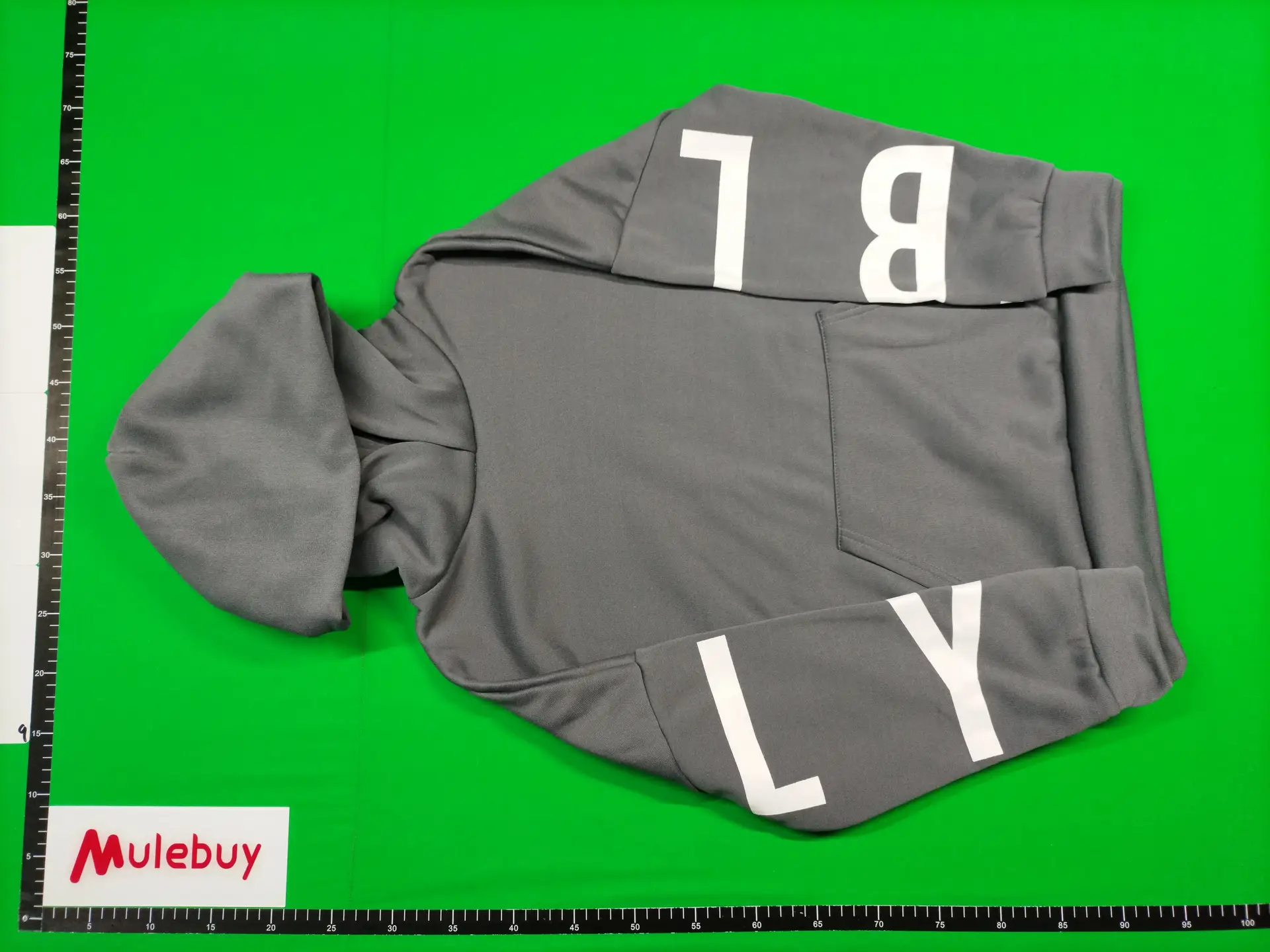 Grey hoodie with white print