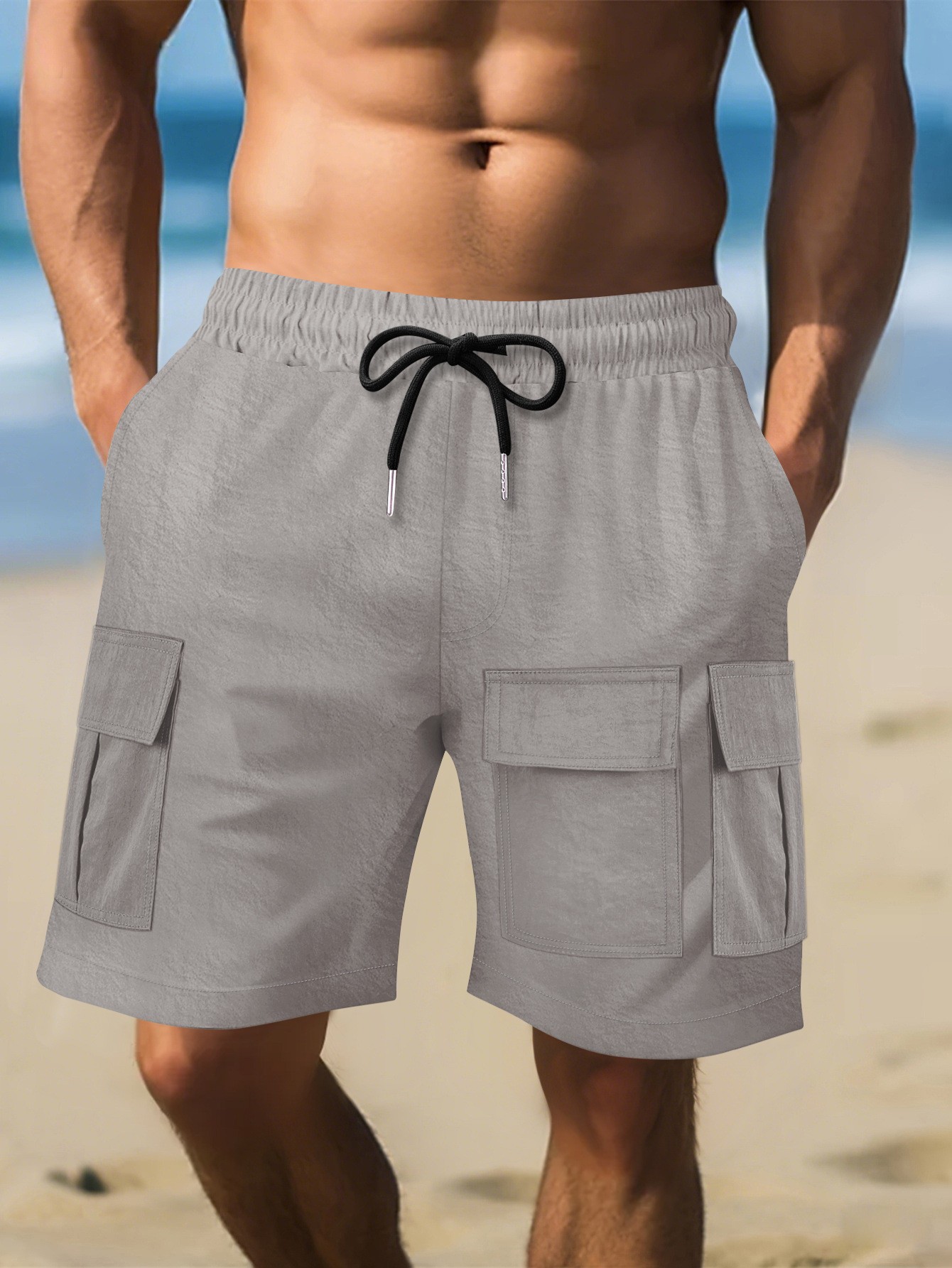 Cross-Border European and American Men's Multi-Pocket Design American-Style Cargo Pants for Daily Casual Sports Quick-Dry Shorts