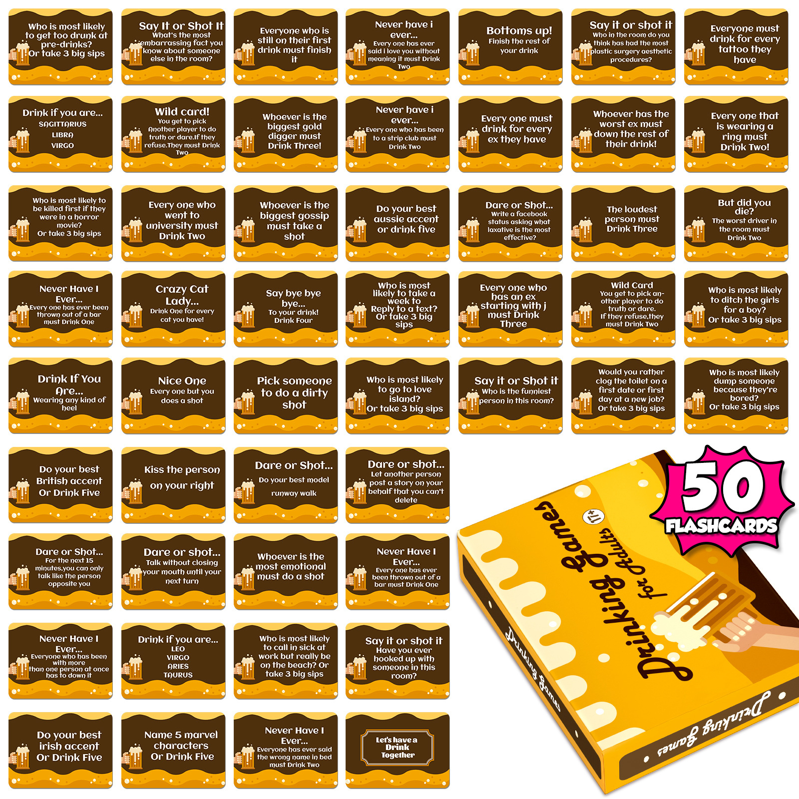 Cross-Border 50-Piece Couple Card Set, Romantic Date Game, Intimate Relationship Fun, Full English Version Cards
