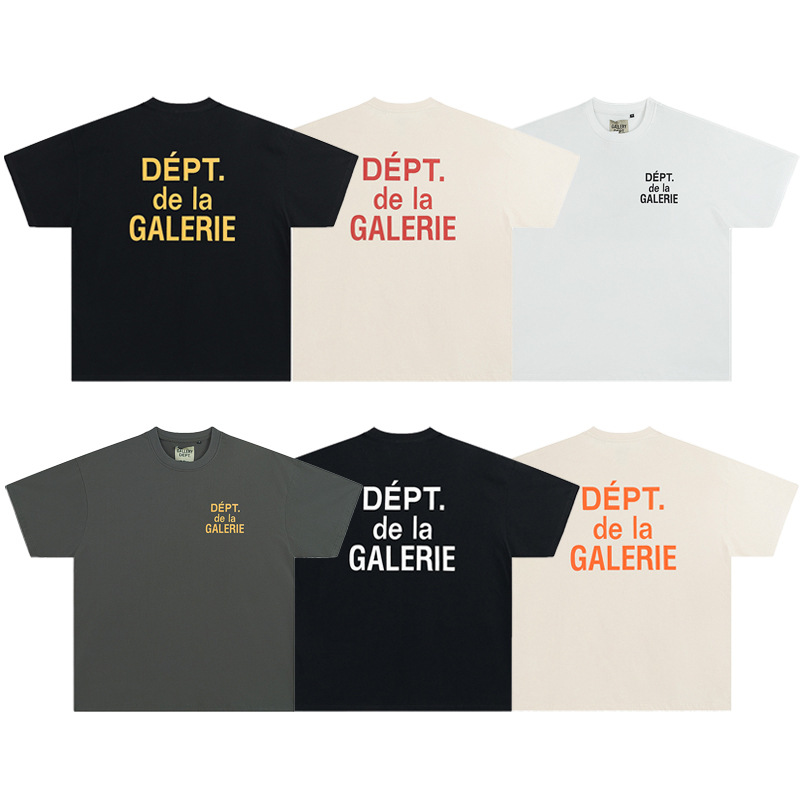 Gallery Dept Letter Logo Basic Slogan Print Hip-Hop Men's and Women's Loose Casual Round Neck Short-Sleeved T-Shirt