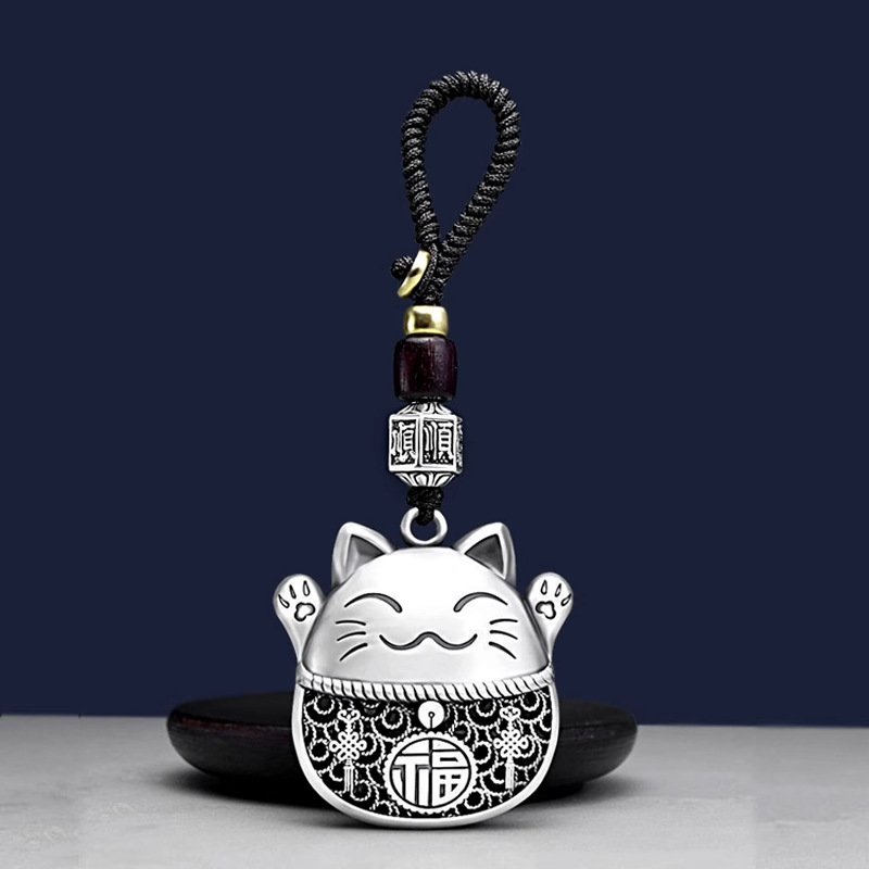 Rainy Fortune Cat Keychain New Cute Light Luxury Car Keychain Pendant High-End Vintage Factory Direct Sale