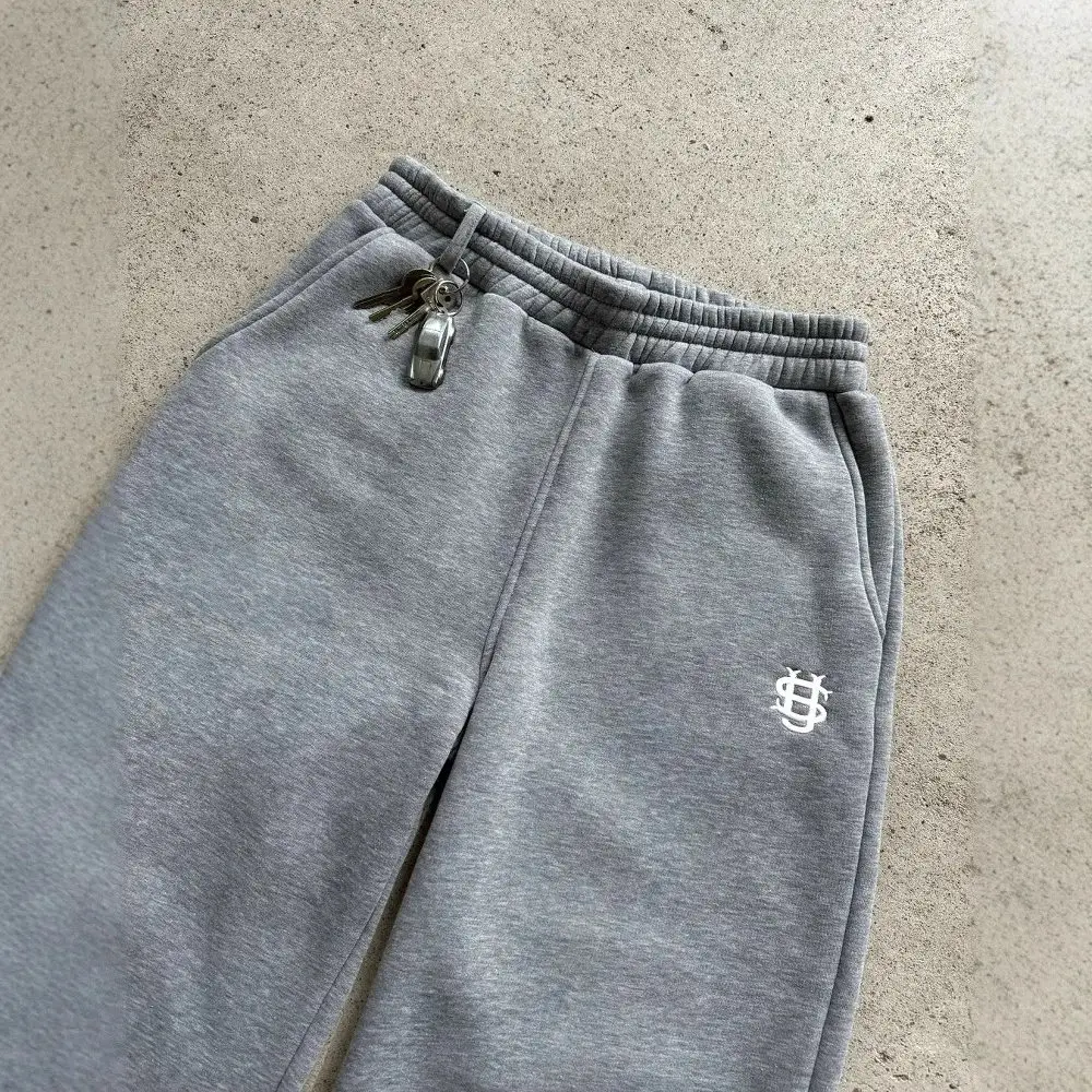 SU high-quality zipper sweatpants solid color casual pants