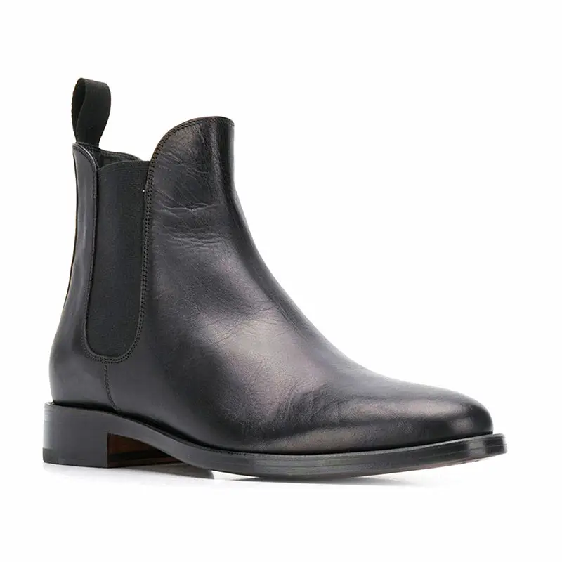 Chelsea Boots Men's Genuine Leather British Short Boots Men Boots Chelsea Boot New arrival Pointed Toe Black Leather Boots
