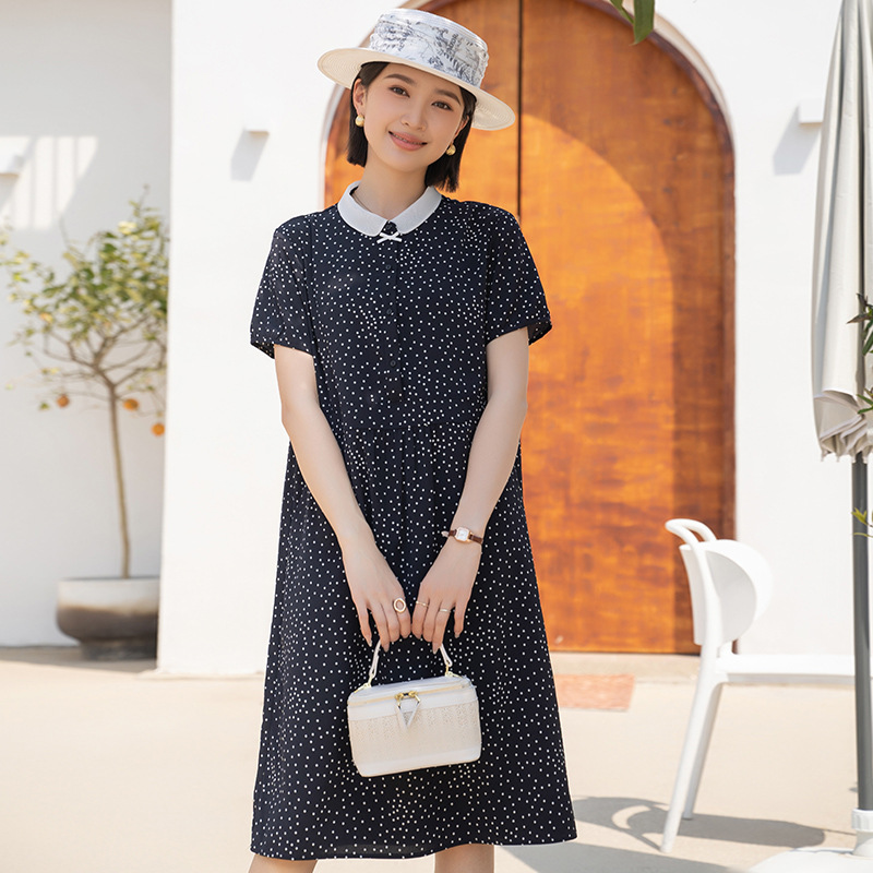 Yun Yun Polka Dot Dress with a High-End Feel, Elegant Commuter Long Dress for Women, 2026 New A-Line Dress for Summer Wear