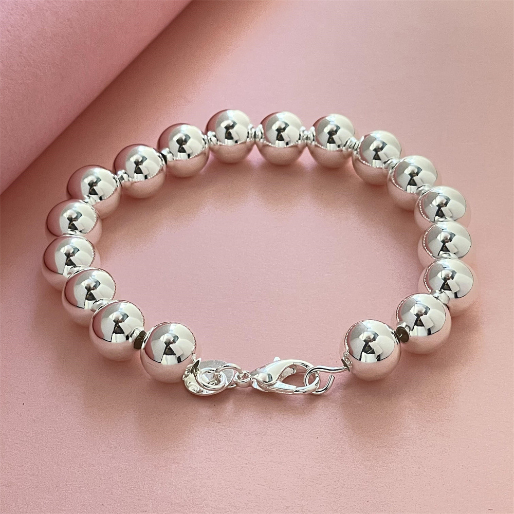 Foreign Trade Jewelry Silver Plated 10mm Buddha Bead Bracelet Shake Tone Popular Bracelet in stock Wholesale Suitable for Men and Women