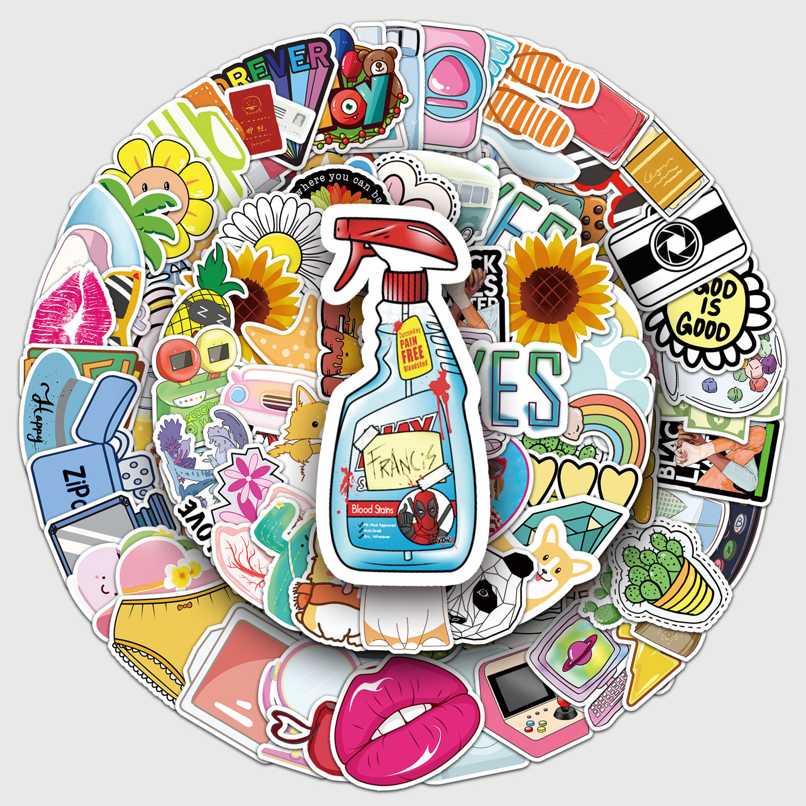 100 VSCO graffiti personality cross-border small fresh goo card hand account DIY skateboard cup luggage sticker waterproof