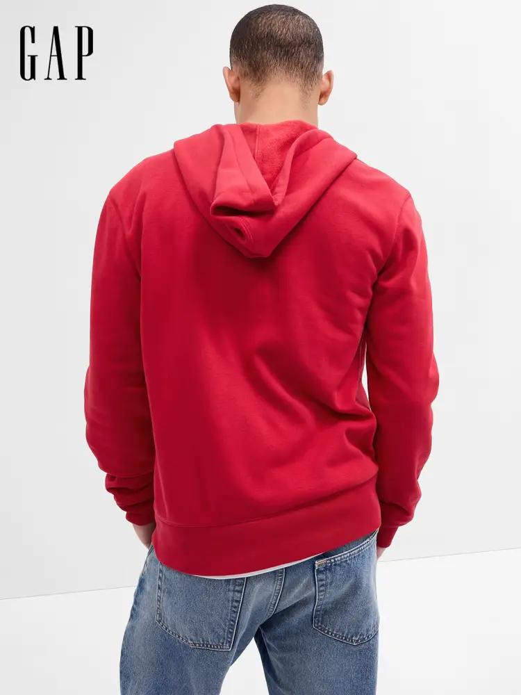 Gap Men's and Women's Clothing 2025 Spring New arrival Fleece-lined Logo Zipper Hooded Sweatshirt Loose Outwear Us Version 674144