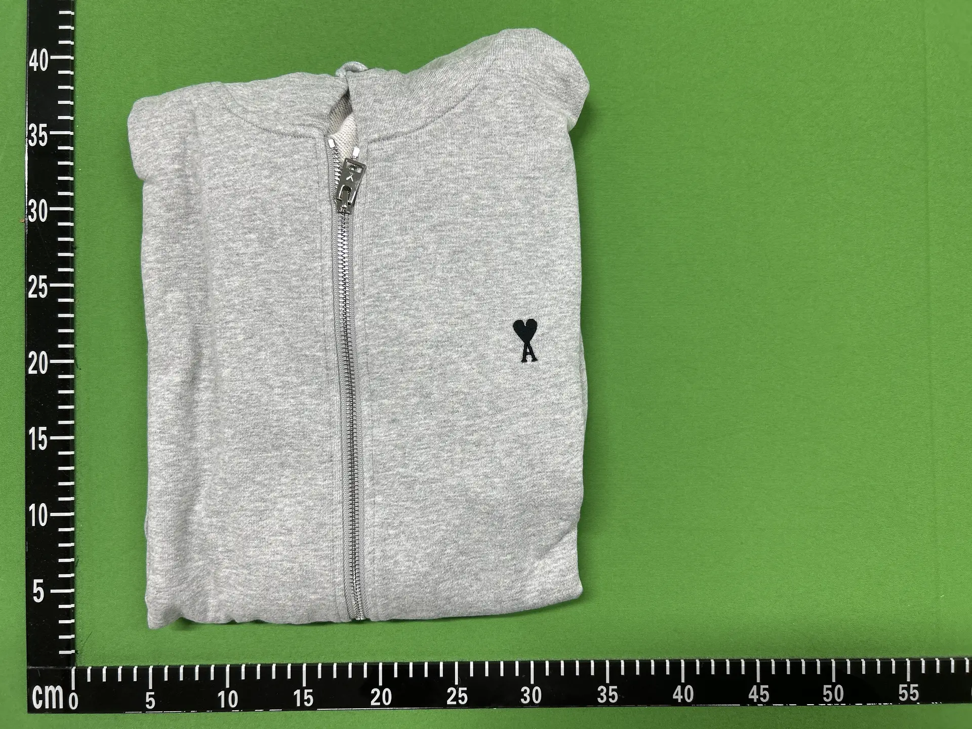 AMI Paris Ami de Coeur Zip Hoodie Grey