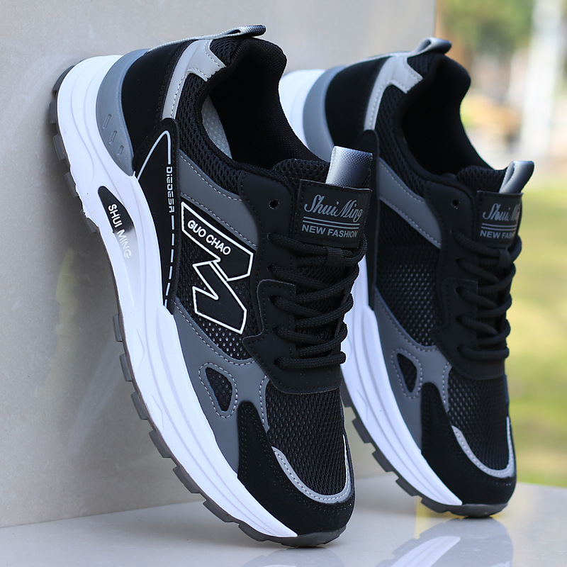 Men's Shoes New Sports Shoes Hollow Mesh Breathable Summer Trendy Casual Running Shoes Soft Sole Trendy Shoes Cross-Border