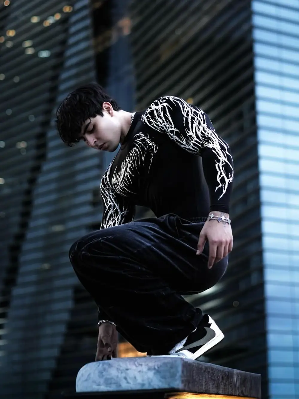 Breathedivinity Nightmare New Venom Quick-Drying Tight-Fitting T-Shirt Trendy Printed High-Elastic Long-Sleeved Fitness Top