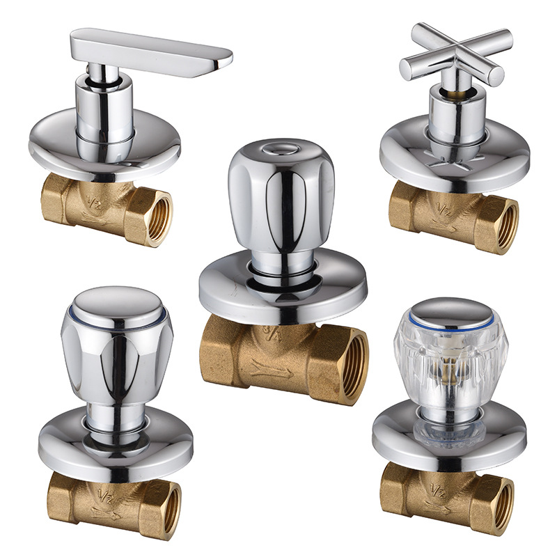 Copper concealed valve 4 points concealed switch bathhouse shower valve quick opening solar water supply wall type repair accessories