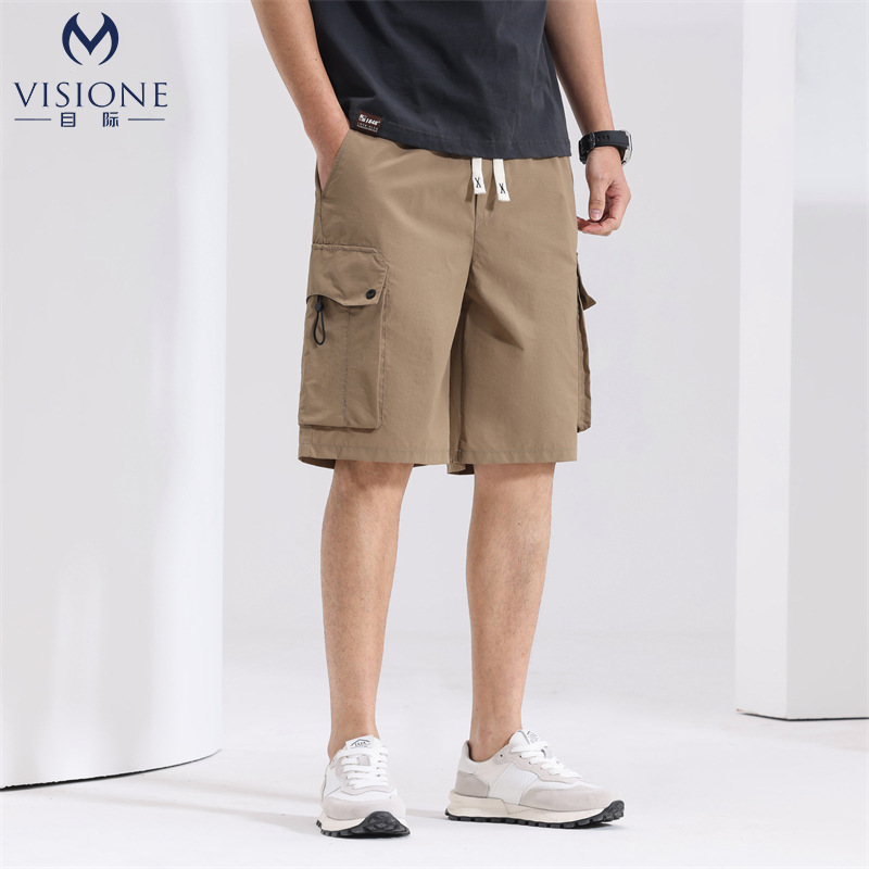 2025 Summer Middle-aged and Elderly Men's Shorts Wearing Off-cut Pants Dad's Beach Pants Middle-aged and Middle-aged Pants Loose