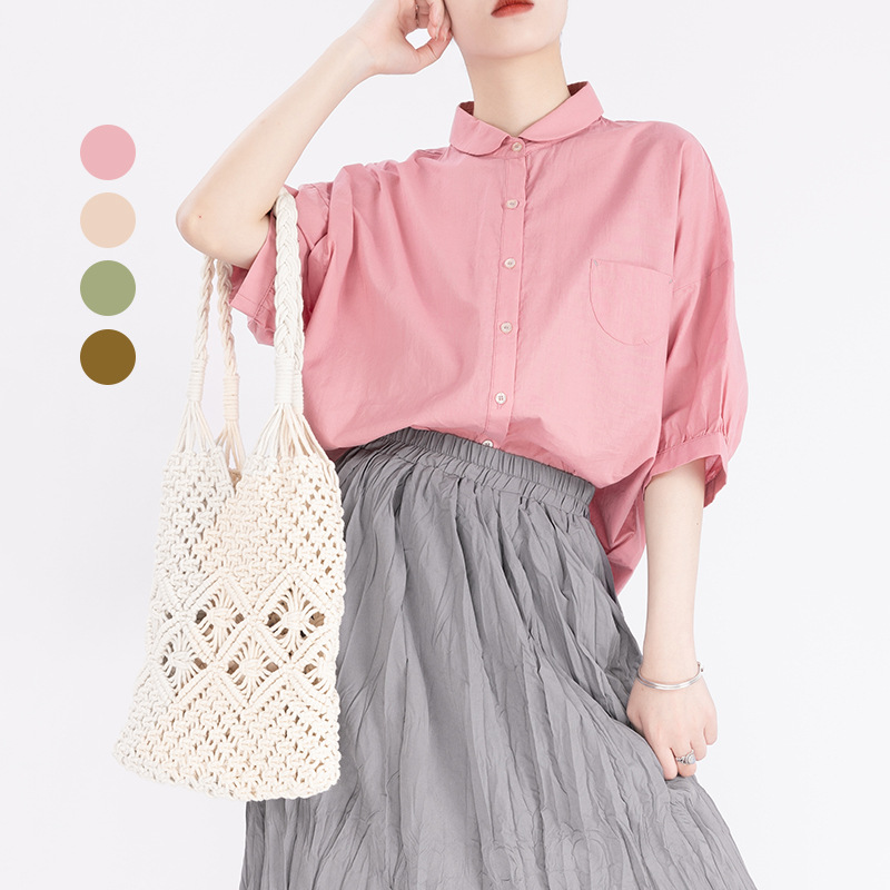 Yan Xuan Suding Summer Women's Shirt Elegant Commuter Lapel Casual All-match Rear Embroidered Sunscreen Shirt