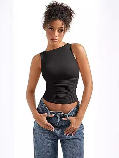 Cross-Border European and American American Clothing New Unique Brushed Vest Summer Sexy Outer Wear Suspender Women's Tops T-Shirt