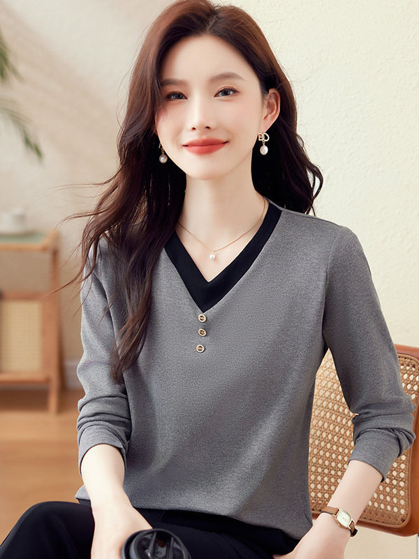 Fake Two-Piece Long-Sleeve T-Shirt, Spring and Autumn 2026 New Fashion Casual Versatile Stylish Slim-Fit Elegant Base Shirt Top