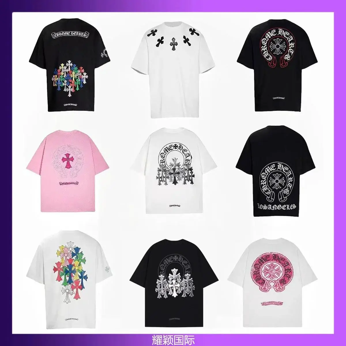 25 New Summer Cross Horseshoe Printed Men's and Women's Short sleeved T-shirt Series Batch