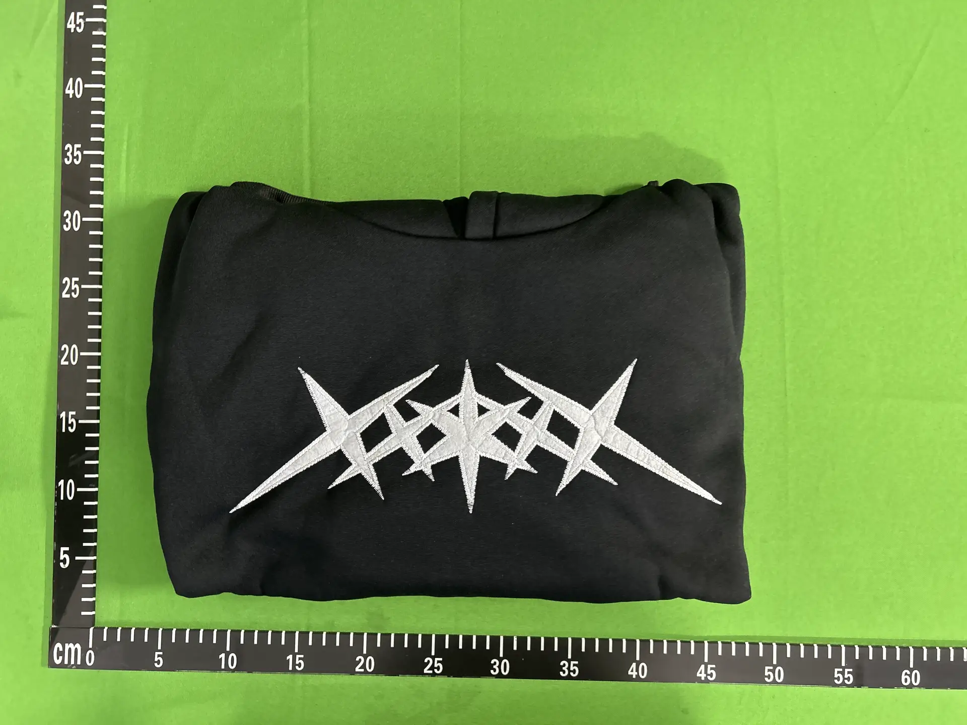 Black Embroidered Star Hoodie
