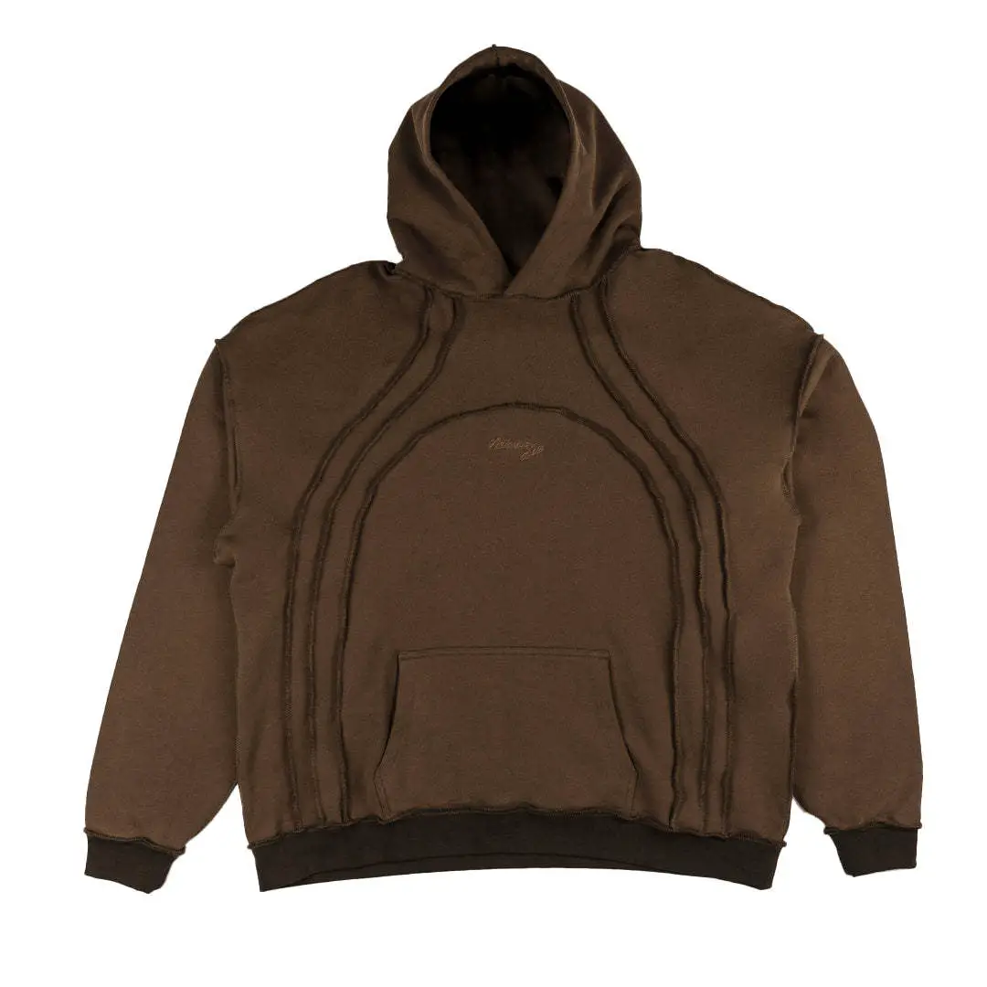 American retro outer seam hooded sweatshirt men and women simple letters embroidery street style fall and winter pullover hoodie