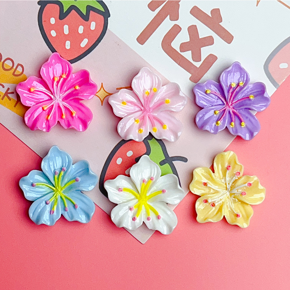 Bright Peach Flower Cherry Blossom Children's Hair Accessories DIY Cream Gel Accessories Resin Accessories Gel Dropping Mobile Phone Case Refrigerator Sticker