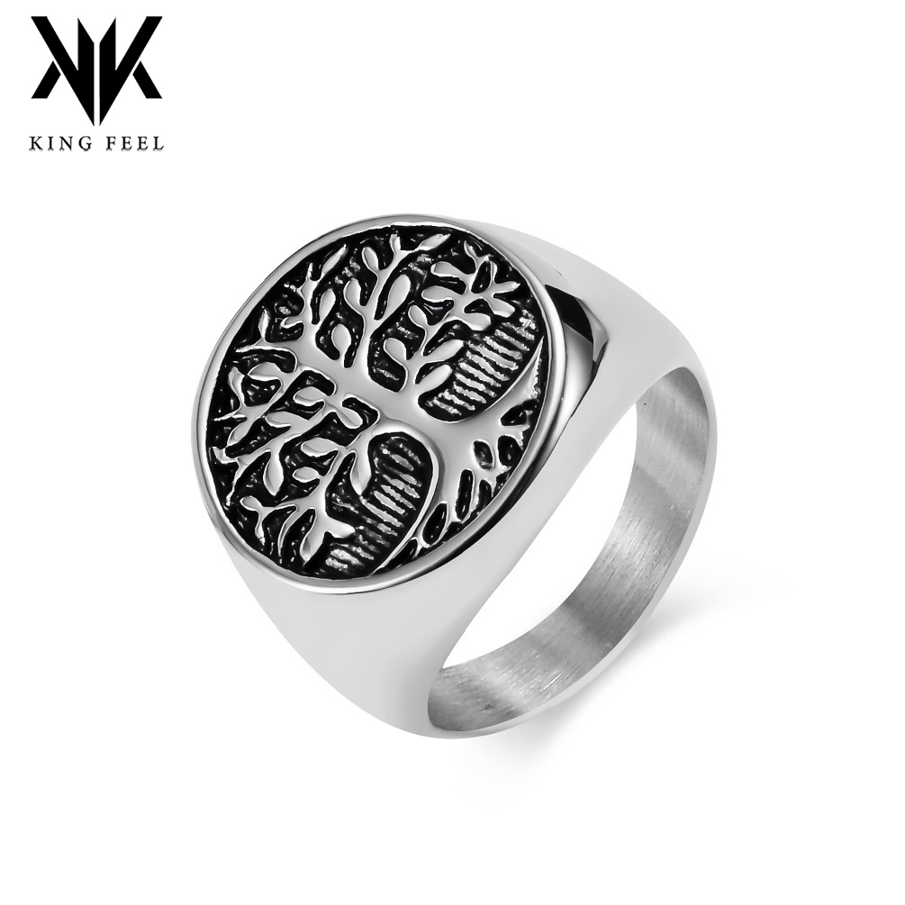 Retro Scandinavian Celtic Tree of Life Ring Men's Niche Culture Titanium Steel Index Finger Ring Non-Fading Hand Jewelry