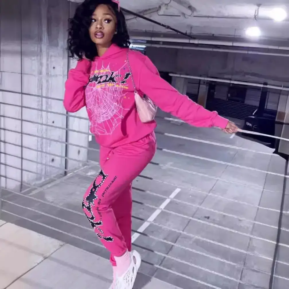 Fashion New arrival Spider Web Pattern Hooded Sweatshirt Hip Hop Neutral Styles Loose Sweatshirts Harajuku Casual Pullover