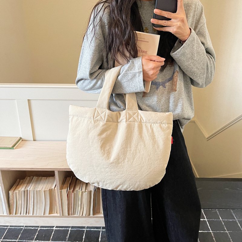 New Korean Niche Ins-Style Handbag for Women, Soft Semi-Circular Nylon Bag, Simple Commuter Handbag