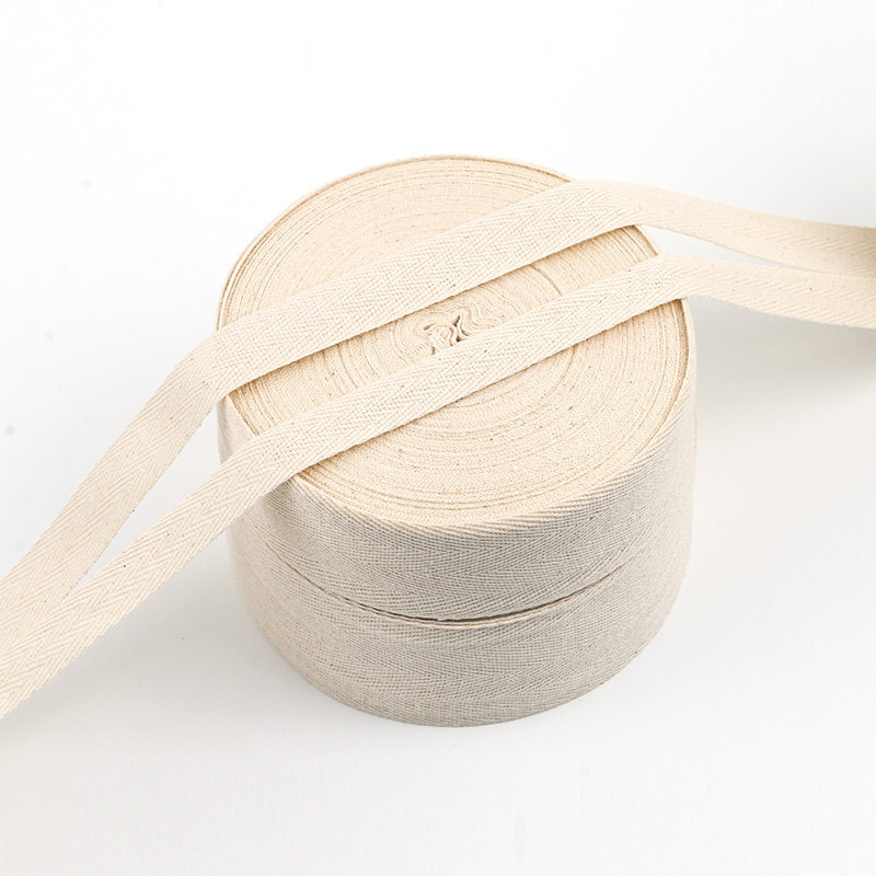 Pure cotton white herringbone belt wholesale striped webbing backpack belt clothing color cotton herringbone webbing can be dyed