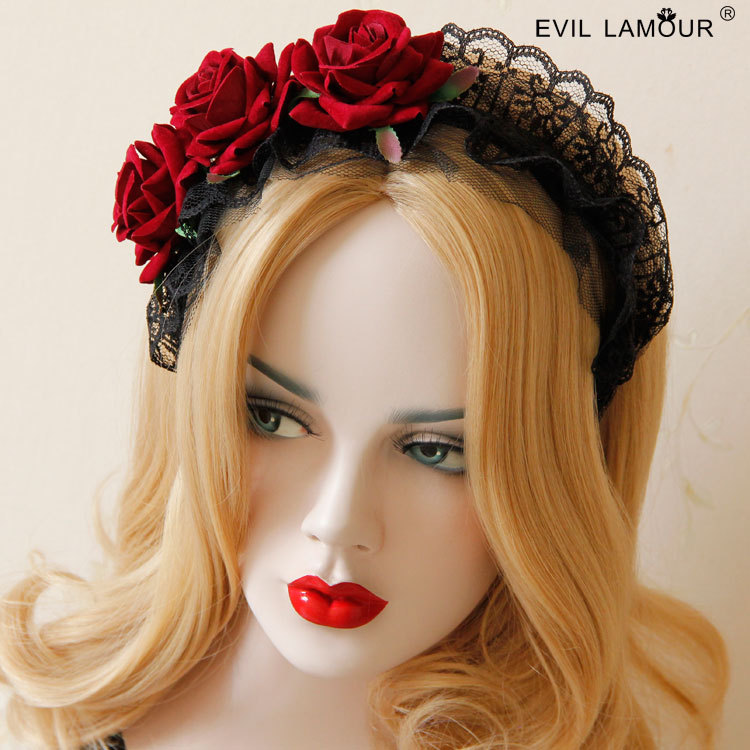 Ten thousand Christmas court black lace Gothic Lolita Witch Maid Meng Niang wide headband jewelry wholesale FG-31