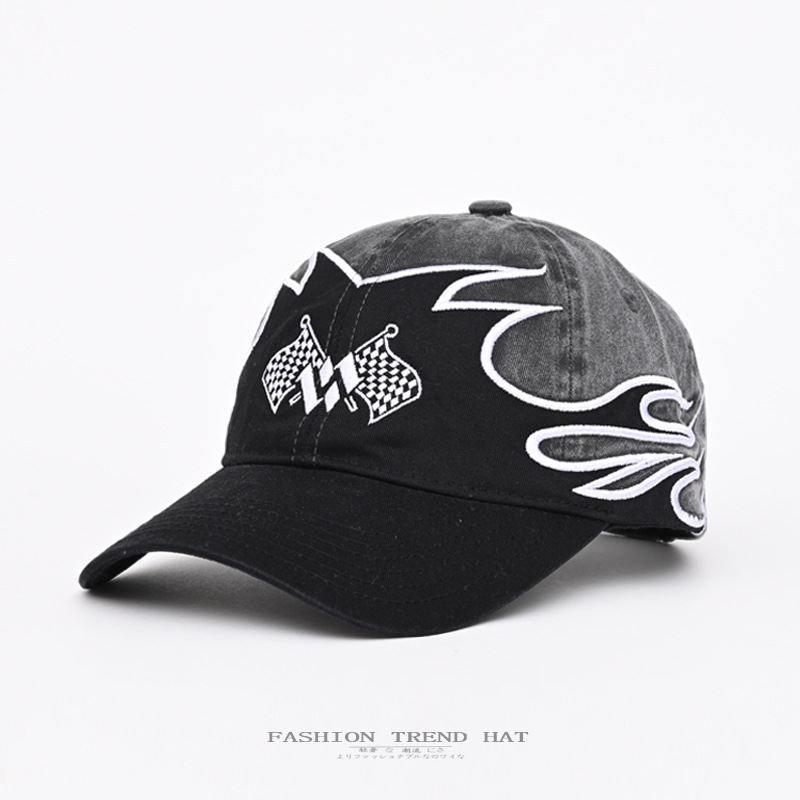 American Street Baseball Cap for Men and Women in Spring and Summer Outdoor Enlarged and Deepened Embroidered Denim Cotton Street Hip-Hop Peaked Cap