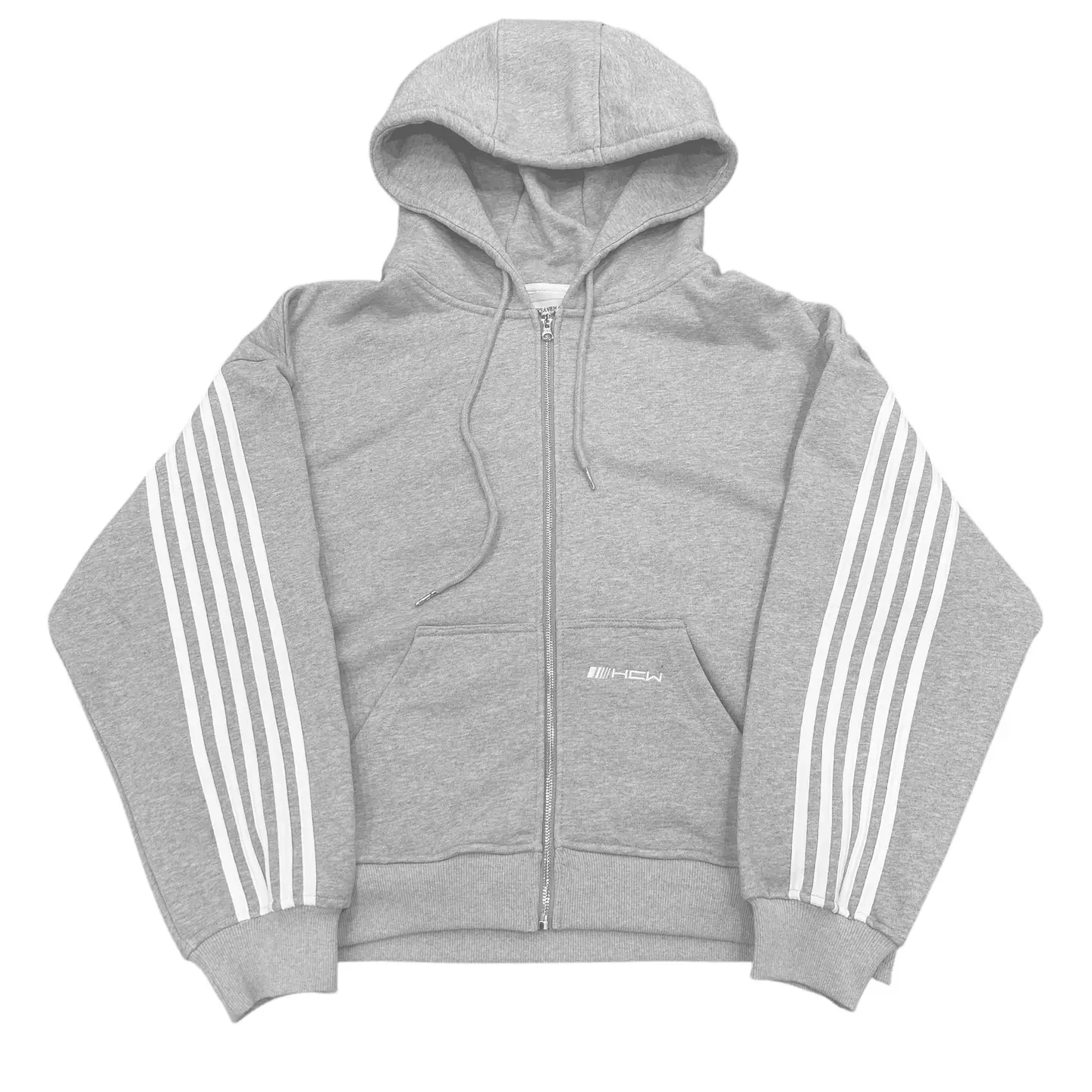 European and American Letter Embroider Line Printed Zipper Hooded Sweatshirt Fashion Trendy Autumn and Winter Sports Loose Sweatshirt Cardigan