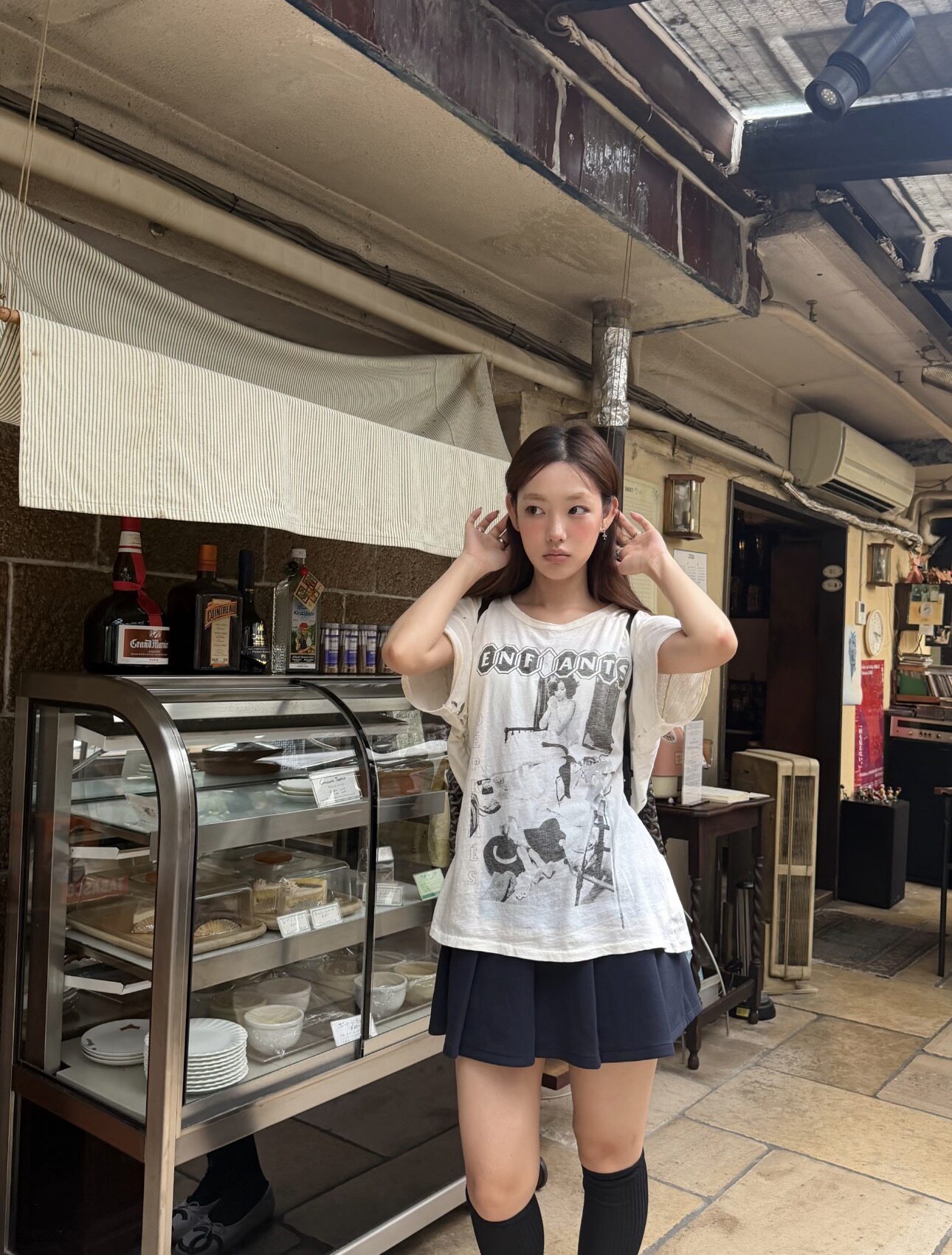 [Same Style as Li Zhi Min] Erd Miserable Rich Second Generation 26Ss Kansas Portrait Print Distressed Dirty White Short Sleeve