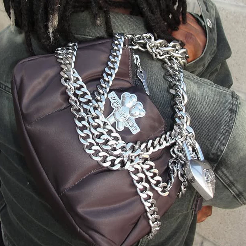 Heaven European and American Trendy Personality 25Ss New Y2K Chain Shoulder Crossbody Bag Heavy-Duty Unisex Bag