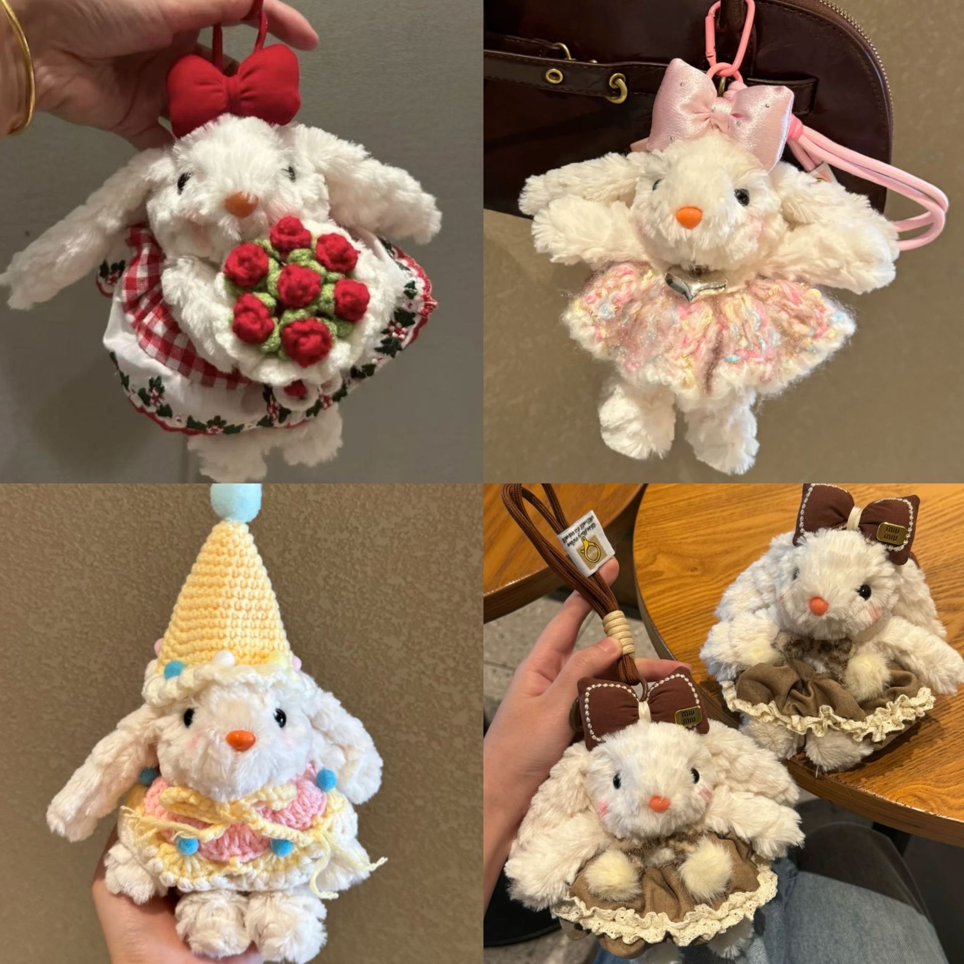 Ear-hanging rabbit bag cute high-value key chain pendant doll rabbit plush doll cartoon pendant gift