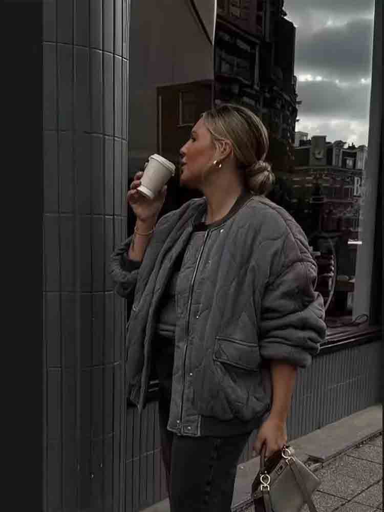 high quality coat 2024 cross-border Amazon autumn and winter new European and American style women's cotton-padded jacket loose bomber jacket