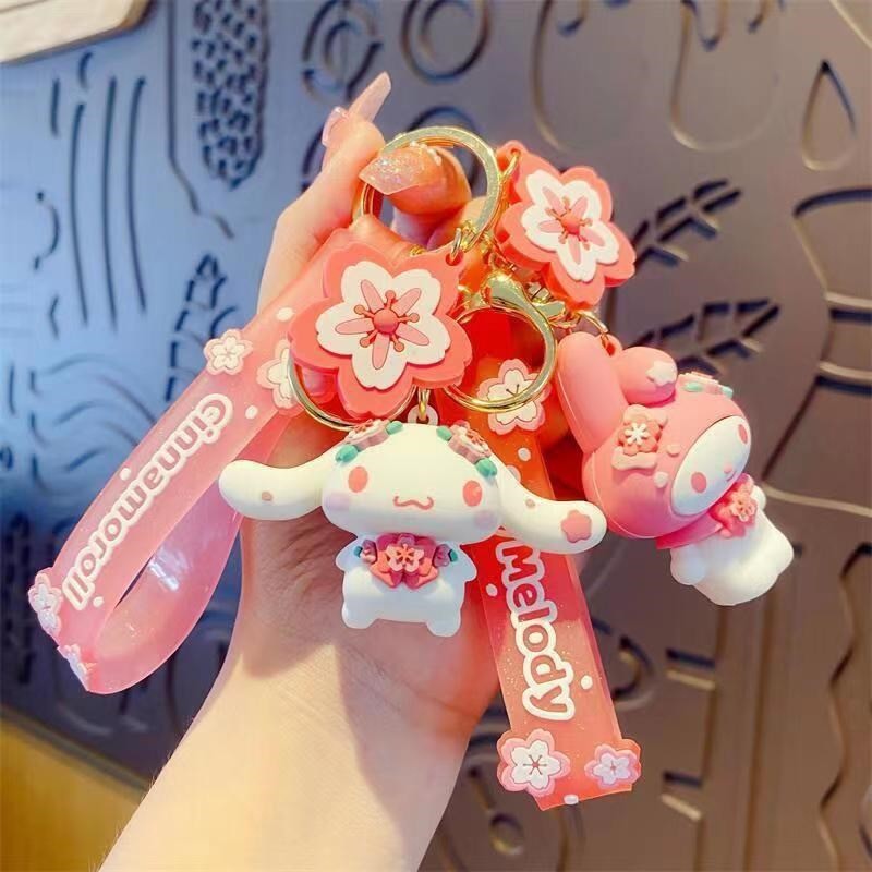 Cherry Blossom Series Large Edition Sanrio Keychain Cute Kulomi Meruti Exquisite Pendant Bag Hanging Accessories Spot