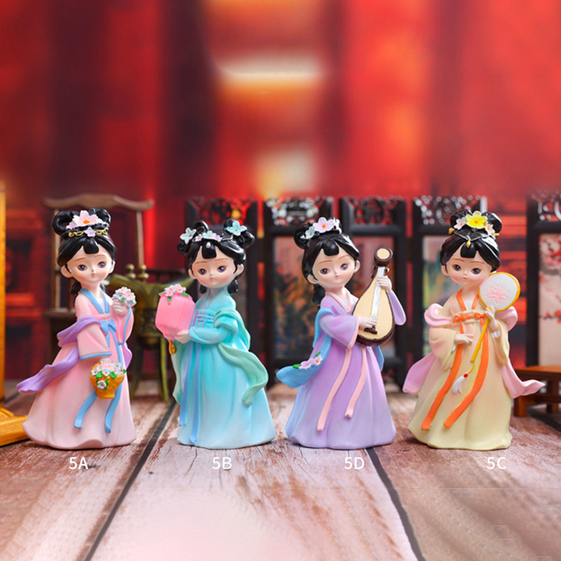 Ancient Style Chinese Fashion Beauty Small Figurine Creative Desktop Ornament Travel Souvenir Figurine Holiday Gift Wholesale
