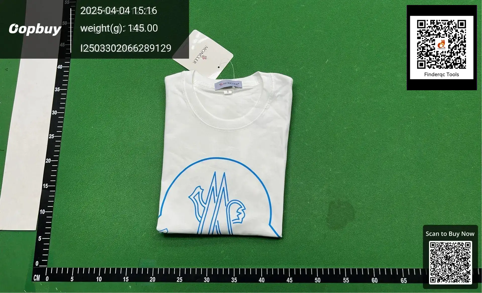 Moncler White Cotton T-Shirt with Blue Logo