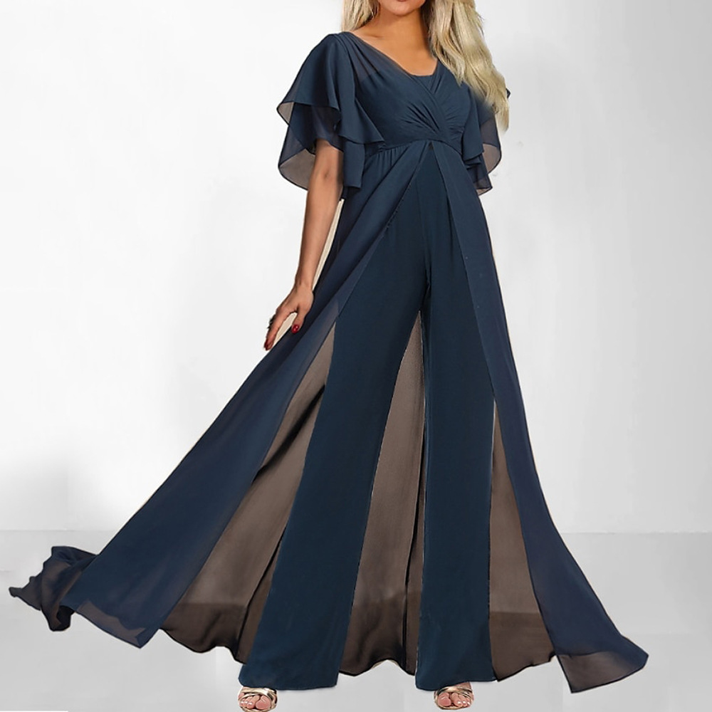 2023 Summer new wish Amazon independent station European and American foreign trade fashion solid color short sleeve high waist jumpsuit women