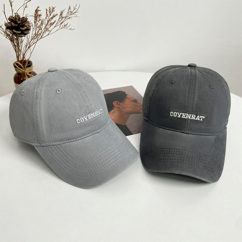 Simple Embroidered Letter Big Head Baseball Cap Women's Street Couple All-match Face Small Wide Brim Cap Men's Fashion