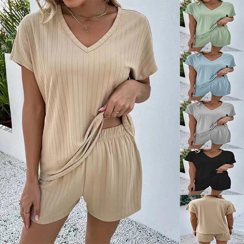 Europe and the United States cross-border 2023 spring and summer new Amazon wish foreign trade Women's knitted leisure home two-piece suit women