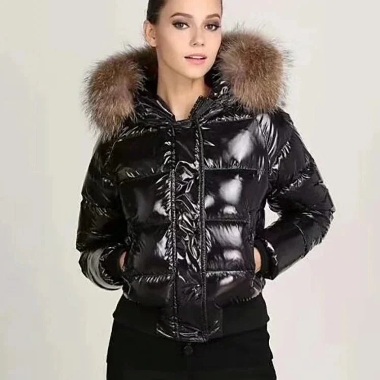 M*k女款毛领羽绒服 Foto QC de WEIDIAN na Qualit.ly