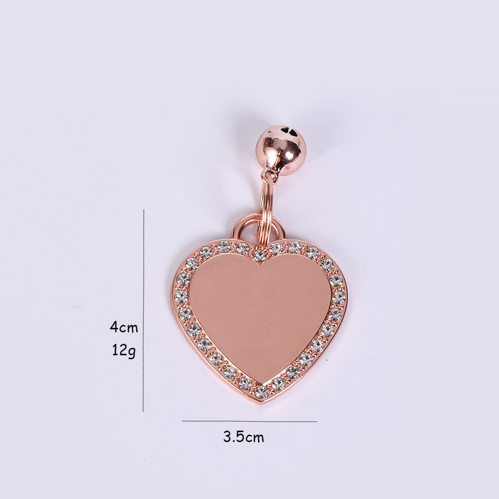 Diamond-encrusted love dog tag cat tag anti-loss laser lettering identification tag pet collar pendant jewelry in stock labeling