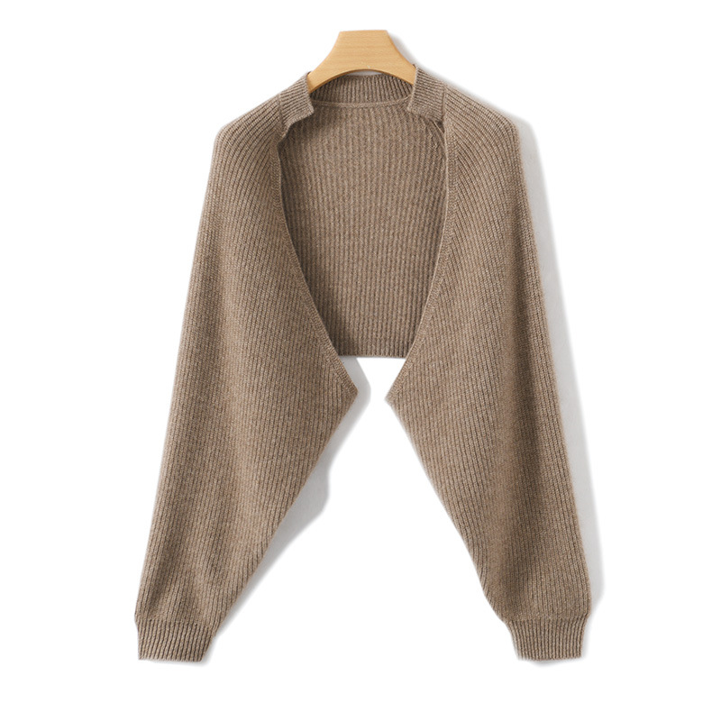 Knitted Cardigan Coat Women's Spring and Autumn Loose Lazy Style Shoulder Pad Short Top Design Sense Batwing Sleeve Sweater Shawl