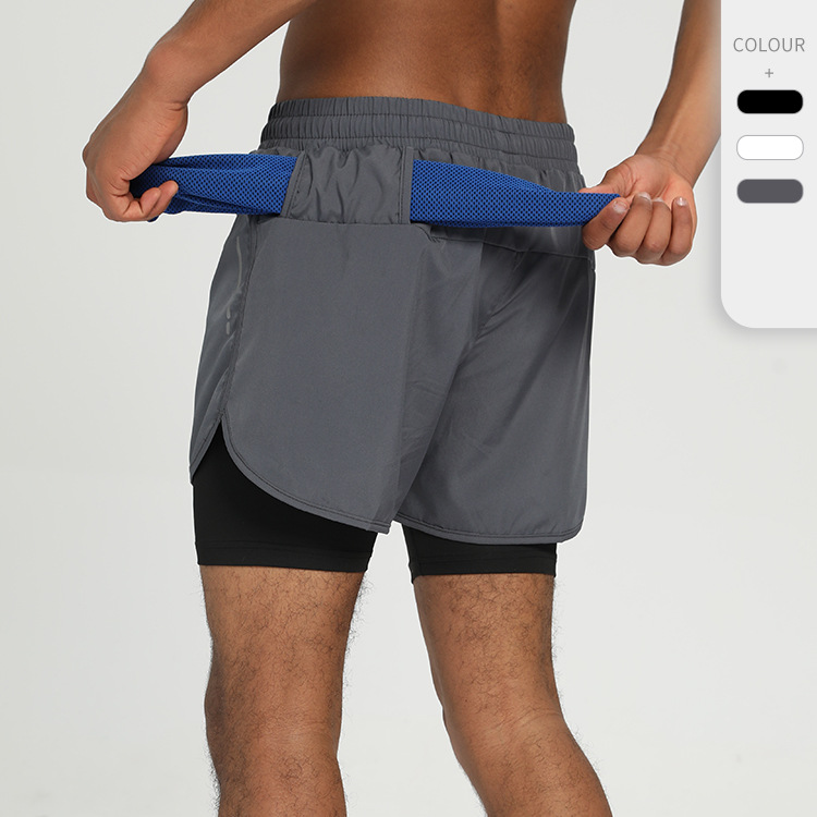 American-style Quick-drying Printed Sports Shorts Men's Lined Anti-slip Pants Running Swimming Fitness Sports Pants