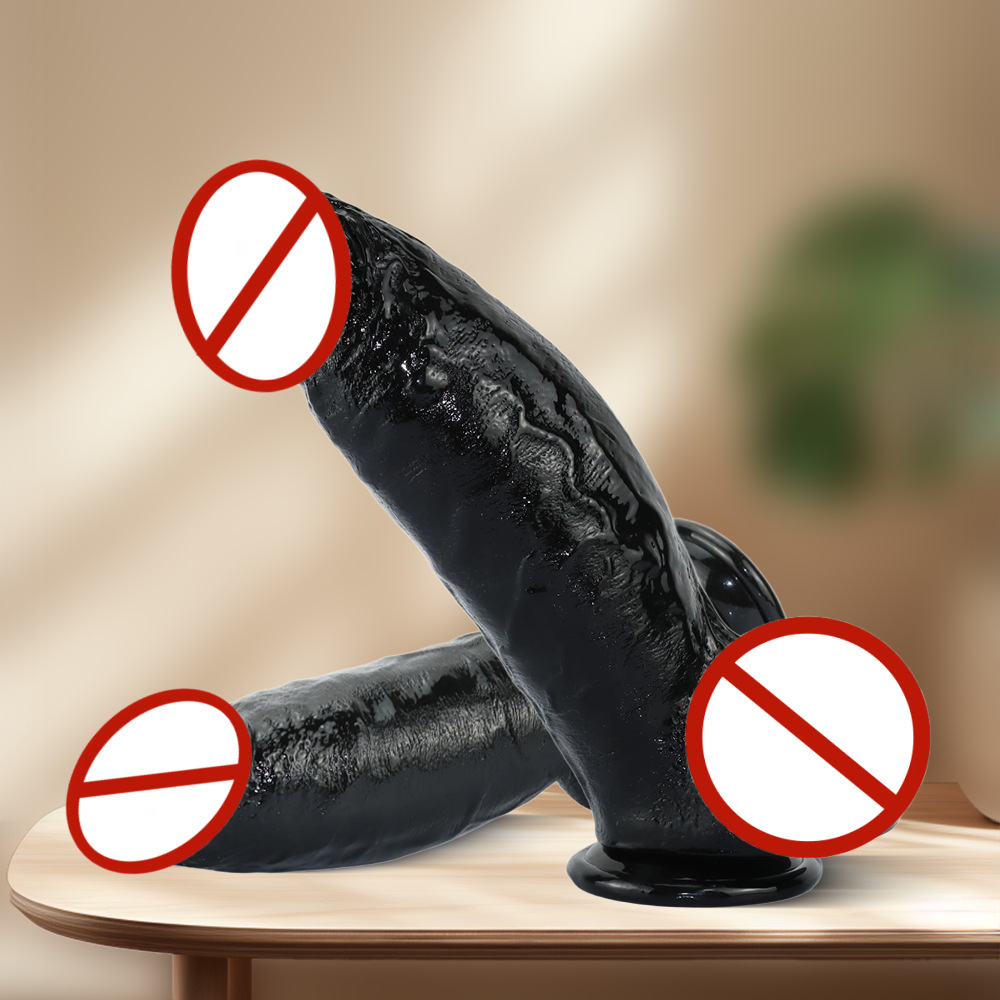 Thick Curved Dildo with Suction Cup, Large Black Penis-Shaped, Extra-Long Realistic Female Masturbation Stick, Adult Sex Toy