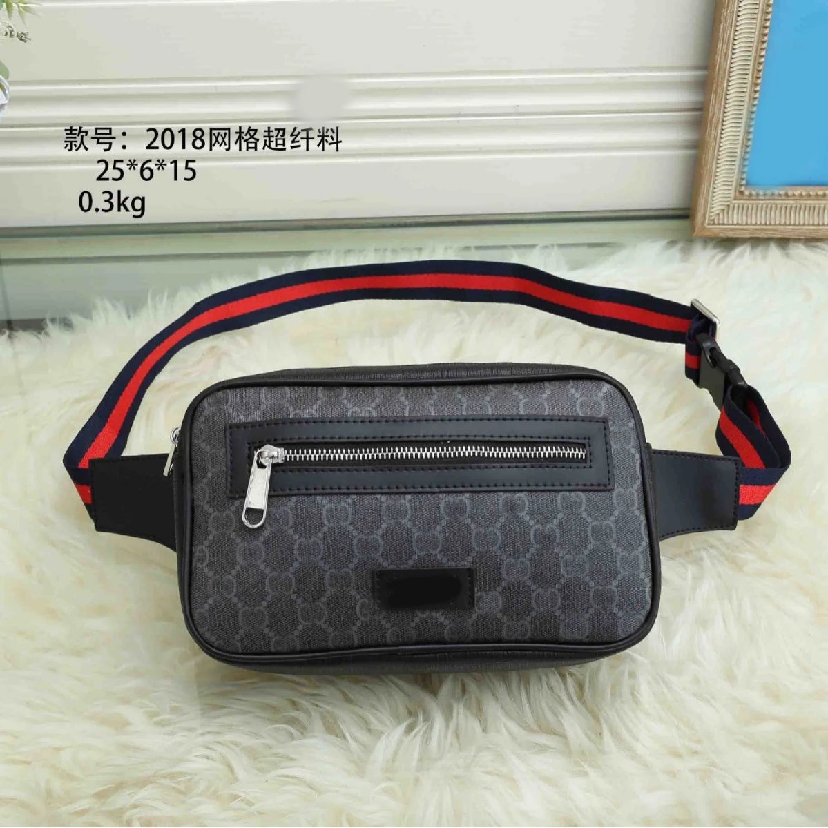 【DX9-2】链款方型小敞口袋单根字母黑色斜挎单肩包-POIU Foto QC de WEIDIAN na Qualit.ly